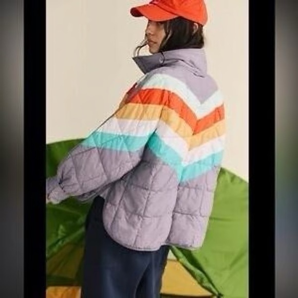 NWT FP Movement by Free People Pippa Printed Packable Chevron Puffer Jacket - Picture 3 of 6